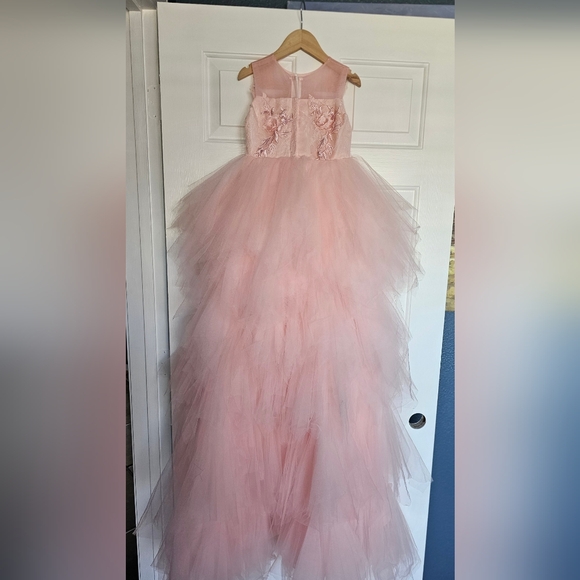 Elegant Pink Floral Tulle Dress - Picture 4 of 4